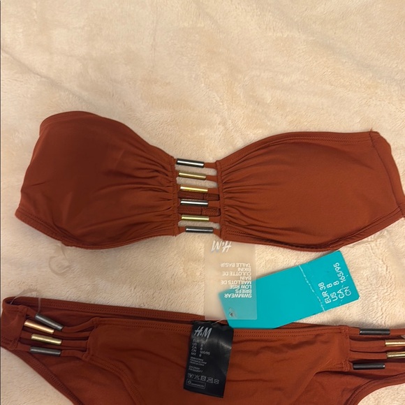 H&M Brown Bikini Cheeky Cut with Metal Accents - Picture 3 of 7